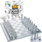 Gamie 14 Inch Glass Chess Set for 2 Players - Elegant Design - 32 Frosted and Clear Pieces - Durable Build