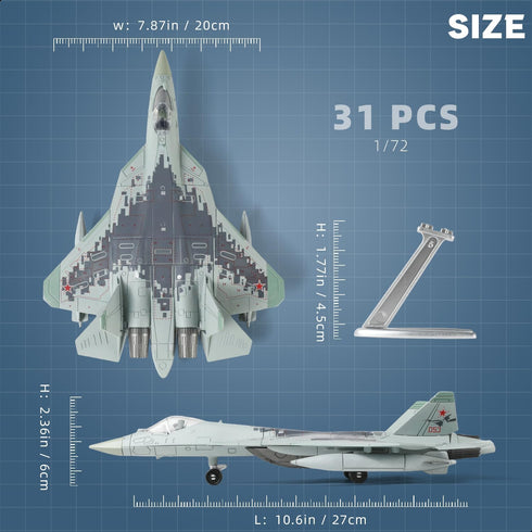 1:72 SU-57 (31 Scale Fighter Jet Quick Build Model Kit Plastic Millitary Jet Toy Plane Assembly Aircraft Model