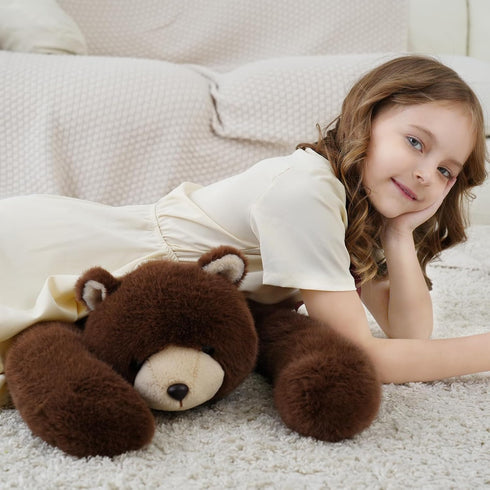 24 Inch 4 Cozy Weighted Bear Stuffed Animal Brown Bear Plush Toy Pound Soft Fur Long Arms Hugging Toy Gift for Kids