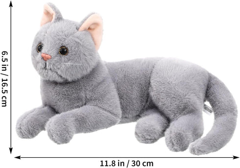 Gadpiparty Stuffed Cats Plush Cat Doll, Realistic Soft Plush Cat Toy for Adults, 12 Inch Grey Cat Stuffed Animal