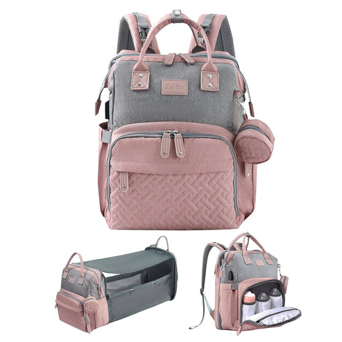 JOLLITO Baby Diaper Bag Backpack with Changing Station, Large Capacity, Stroller Straps