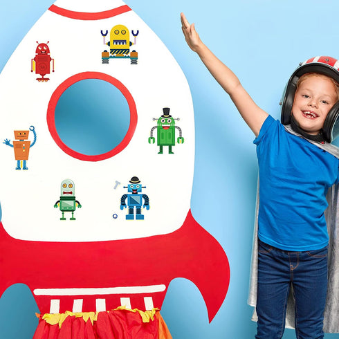 DaiUni 24 8.27''5.9'' Sheets Make Your Own Robot Stickers for Kids Toddlers, Make a Face Stickers for Kids Party Favors