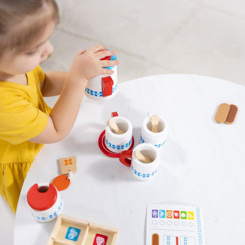 20-Piece Set Melissa & Doug Steep and Serve Wooden Tea - Play Food and Kitchen Accessories