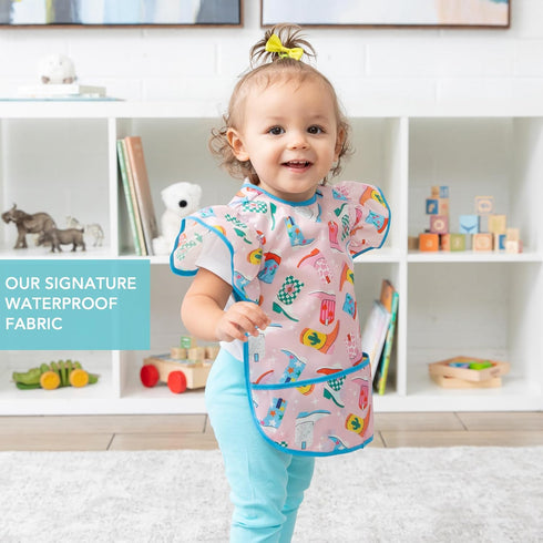 2-pack Bumkins Ruffle Apron Bib and Sandwich Bags, Waterproof Fabric