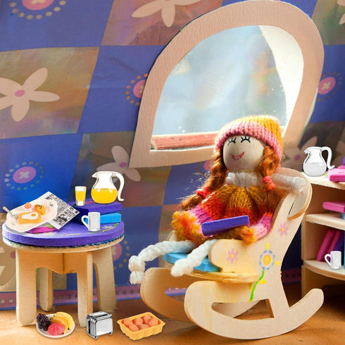 simarro 46 1:12 Miniature Dollhouse Breakfast Accessories, Pcs Scale Mini Toast Machine Bread Milk Eggs Cups Fruits