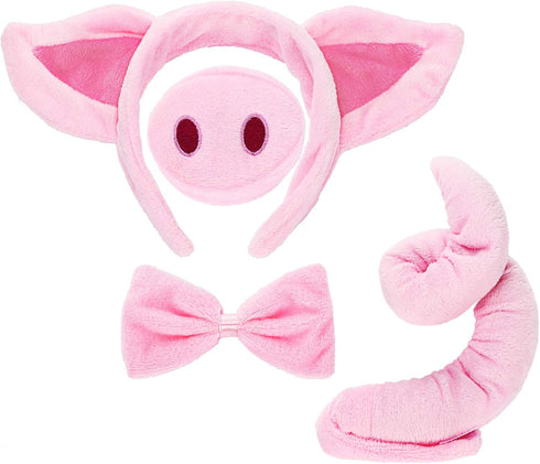 Norme Pig Costume Set - Ears, Nose, Tail, and Bow Tie, Pink Fancy Dress Kit Accessories for Kids