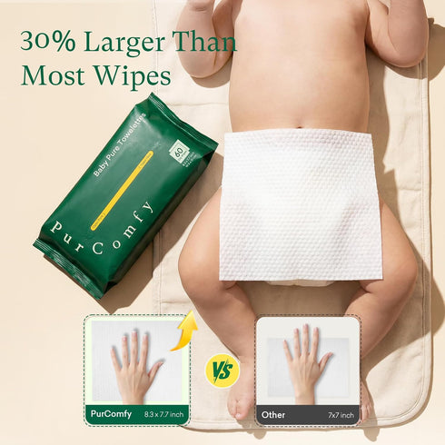 4 Pack 240 Count PurComfy Baby Dry Wipes for Newborn, Plant-Based & Hypoallergenic Disposable Cloths for Baby Diaper