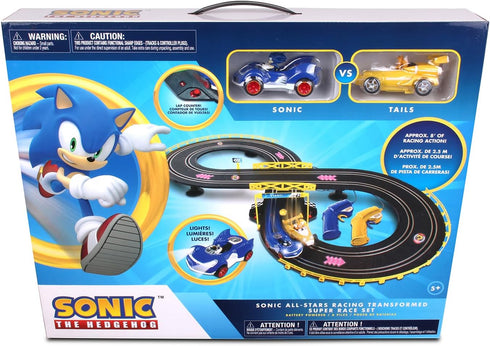 NKOK Sonic & Tails RC Slot Car Set - Black Vehicle, Figure-8 Track, Lap Counter, Perfect for Kids Ages 5 and Up