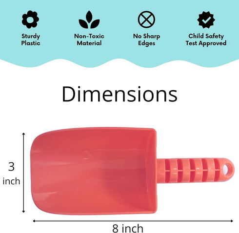 4E's Novelty 4 Pack Beach Shovels - 8 Inch Heavy Duty Plastic Sand Shovels for Kids, Great for Outdoor Digging