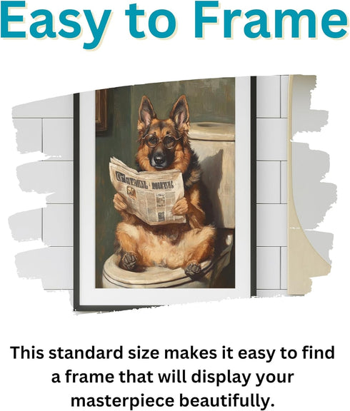Art of Socks 1000 1000pc (50x70cm 19.685"x27.559") German Shepherd on Toilet Jigsaw Puzzle Pieces for Adults - Quirky