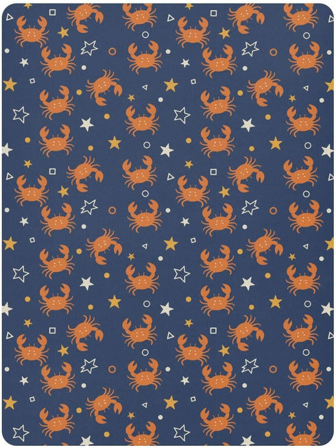 Jynexis 52x28 Crabs Stars Blue Pattern Baby Crib Sheets, Cotton Fitted Crib Sheet, Soft Breathable, Fits Standard