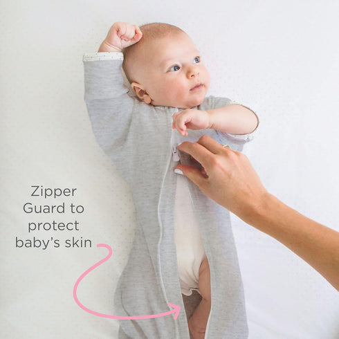 SwaddleDesigns Transitional Swaddle Sack with Arms Up, Half-Length Sleeves, Small, 0-3 months, 6-14 lbs, Heathered Denim