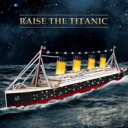 CubicFun Titanic 3D LED Puzzles for Adults, 88 CM, 266 Pieces, Titanic Toys for Home Decor and Gifts