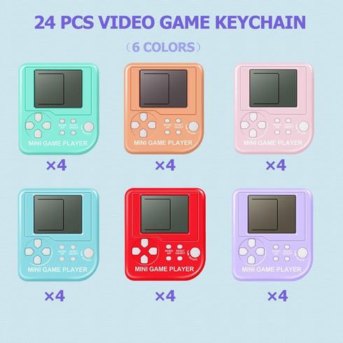 24 Pack Video Game Party Favors, Video Game Keychain Birthday Party Supplies for Kids