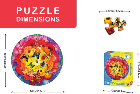 Springbok 500 Piece Round Jigsaw Puzzle - Colorful Bloom, Made in USA