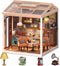 DIY Retro Coffee Shop Miniature House Kit, 115 Pieces Mini Dollhouse with