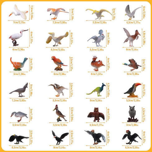 Realistic Bird Figurines, 24pcs Eagle, Parrot, Robin, Owl Toys, Educational Dollhouse Accessories, Birthday Cake Topper
