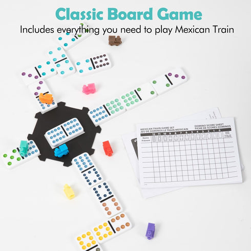 Set, 12 Set 91 Set DAILYLIFE Mexican Train Dominoes Double Dominoes with Portable Case, Tiles Colored Dominos