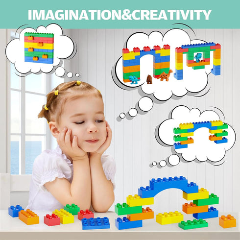 Anpcso 2-5 116-piece Set, Building Blocks for Toddlers Including Dinosaurs Cars, Large Classic Building Bricks