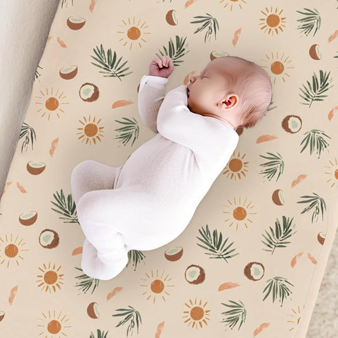 KuphiL10C Summer Summer Girls-16x32 Palm Trees Coconut Sun Pattern Baby Changing Pad Cover, Unisex Theme Nursery Diaper