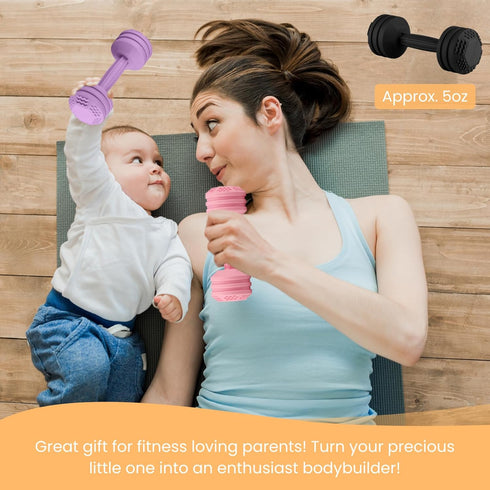 Silicone Baby Dumbbell Toy, Weight Rattle Sensory Teether for Babies, Great Gift for Boys or Girls (Mint)