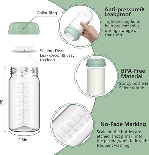 BDICOVE 10oz S1 S2 22oz 4 Packs Breastmilk Storage Bottles Collection Bottles, Wide-Neck Breast Milk Container