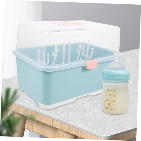 Large Capacity Bottle Storage Box with Drying Rack for Pacifiers and Tableware Portable Feeding Organizer in Bright