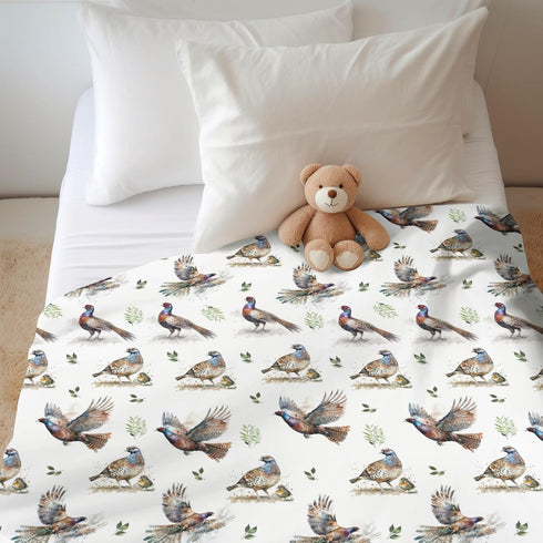 Country 60x80inch Watercolor Pheasant Leaves Baby Blankets for Boy Girl Hunting Pheasants Soft Flannel Swaddle