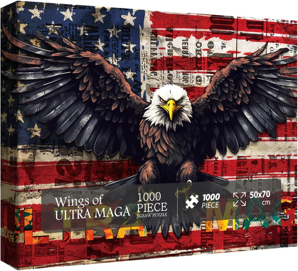 USA Patriotic Faith Jigsaw Puzzle 1000 Piece, United States Flag Eagle Puzzles for Adults