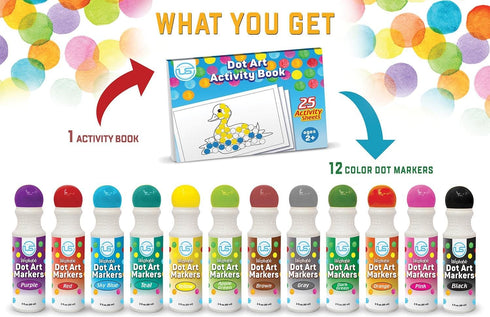 Dot Markers | Bingo Daubers 12 Washable Color Dot Markers For Toddlers, Toddler Activities, Bingo Markers and Activity Book, Toddler Arts And Crafts by Ultimate Stationery