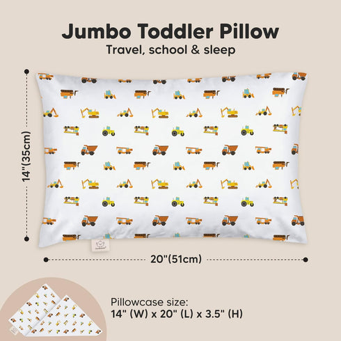 14X20 Set KeaBabies Toddler Pillow with Pillowcase, Jumbo - Soft Organic Cotton Toddler Pillows for Sleeping - Machine