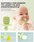 DF DUALFERV 4 Pcs Baby Spoons for Self Feeding, Silicone Toddler Utensils with 2 Cases, Green, Grey