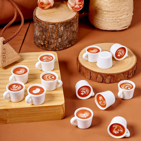 20Pcs 5 Beadthoven Mini Resin Coffee Cups Styles Miniature Coffee Mug Tiny Coffee Drink Beverage Dollhouse Accessories