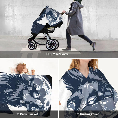 CQMZJHU Moon Howling Wolf Baby Car Seat, Rain Shelter, Multifunctional Nursing Cover for Newborns, Mother Care