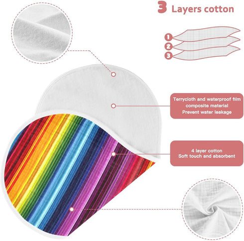 Set 1, 11 x22 Inch Kigai Mexican Serape Stripes Colorful Muslin Baby Burp Cloths, Large Absorbent Cotton Muslin Burp