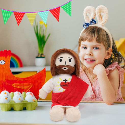 13" Yelakey Jesus Plush Toy Heart of Jesus Plushie Savior Stuffed Doll for Church Sunday School Religious Easter Gift
