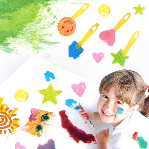 Kids Paint Brushes Sponge Kits - 52 Pcs Drawing Tools for Early DIY Learning Paint Sets, Arts and Crafts for Toddlers