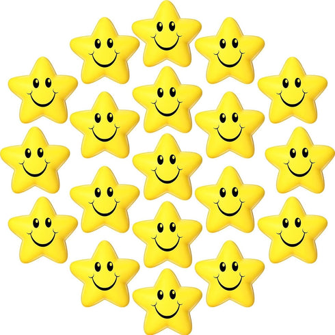 20 Pieces Star Smile Face Stress Balls, Mini Foam Smile Ball Stress Relief Toy for Kids