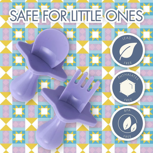 Nooli Toddler Utensils, Toddler Forks, Silicone Baby Spoon, BPA Phthalates-Free, Dishwasher Safe, Lavendar