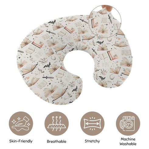 Wicbfdfv Watercolor Fairytale Dragon Floral Book Nursing Pillow Cover Stretchy Removable for Baby Girls Boys Retro