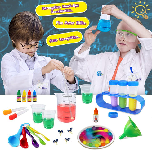 UNGLINGA 30 Experiments Science Kit for Kids, Chemistry Set with Lab Coat for STEM Learning and Role Play