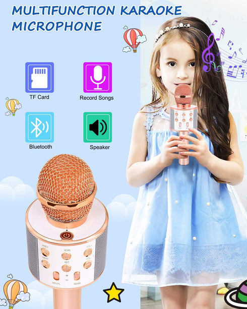 Wireless Bluetooth Karaoke Microphone - Popular Toys for Kids Age 5-12, Best Gifts for Boys & Girls, Champagne