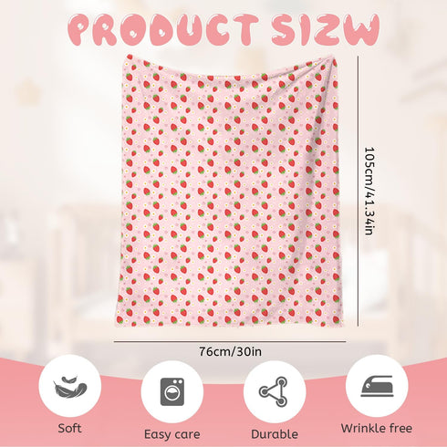 MOASIOP 30x40 Inch Strawberry Pink Baby Blanket - Ultra Soft, Lightweight & Breathable, Dotted Backing, Plush Nursery