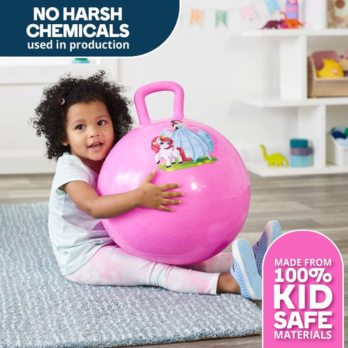 Flybar Hopper Ball for Kids - Bouncy Ball with Handle, Durable Bouncy Balls, Indoor and Outdoor Toy, Pump Included,