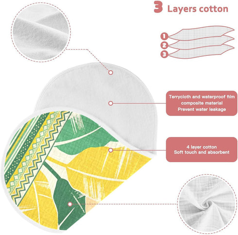decor gift Summer 4 Pack 22x11in Cotton Burp Cloths Baby Soft and Absorbent? Lemon Yellow Green Leaves Baby Rags
