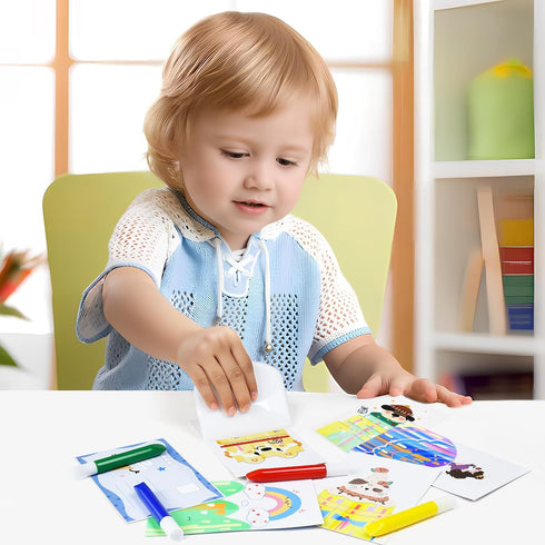 Set, GAKICO Rainbow Scratch Art for Kids: Creative Squeegee Painting Kits, Rainbow Scratch Paper Art Squeeze Magic