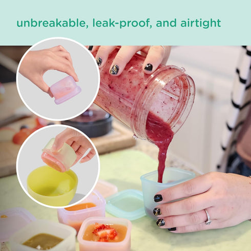 4pk 2 oz 60 ml) Olababy Clear Sense Silicone Storage Containers for Baby Food, Snacks, Formula, Puree, Sauce & More |