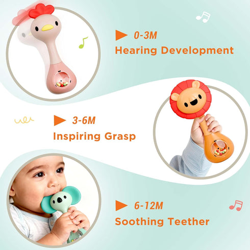 3-6-12 Tummy Set, 4 5 7 8 9 10 iPlay, iLearn Baby Shaker Rattle Toy, Babies Teething Sensory Toys Month, Infant
