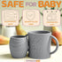 Open Cup Set for Baby, 2 Handled Tiny Cups for Toddlers, Transitional Silicone Cup for 6+ Months (Cool Grey)