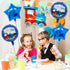 GOTPASS 5PCS Set Jumbo Blue Train Foil Balloons Train Themed Party Supplies Baby Shower Boy Birthday Party Decor